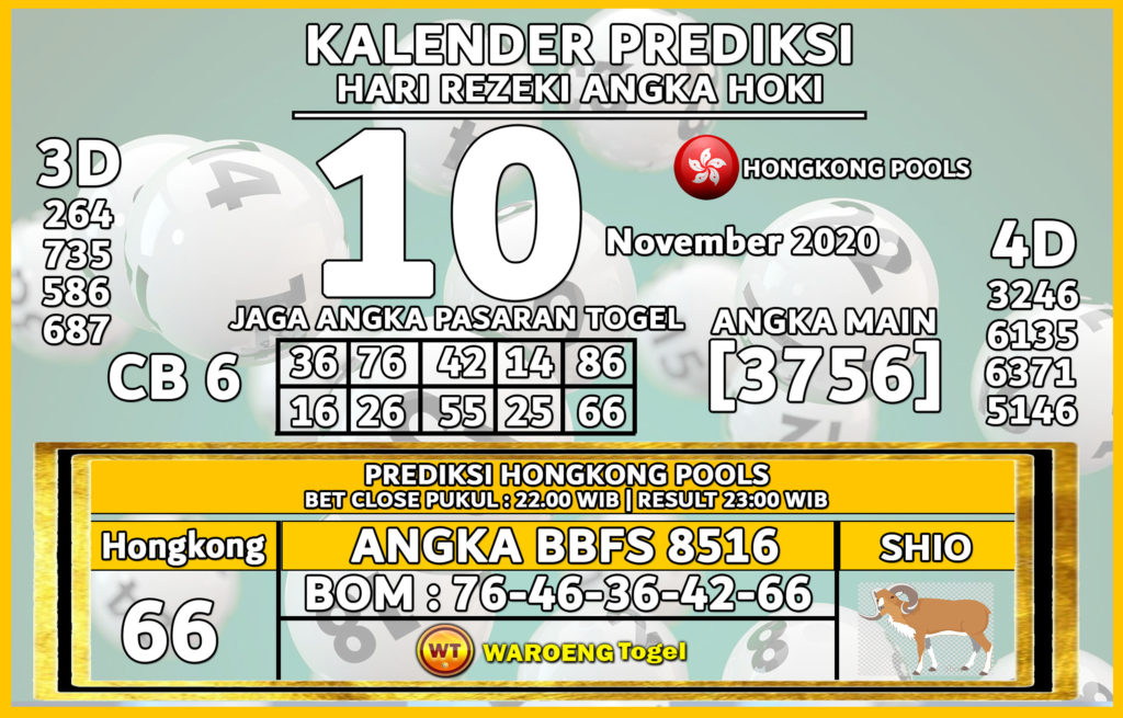 Prediksi Togel Hongkong Selasa 10 November 2020 