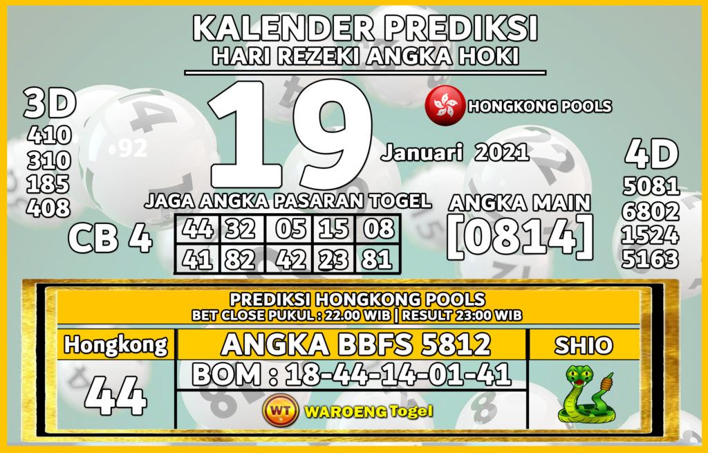 Prediksi Togel Hongkong Selasa 19 Januari 2021 