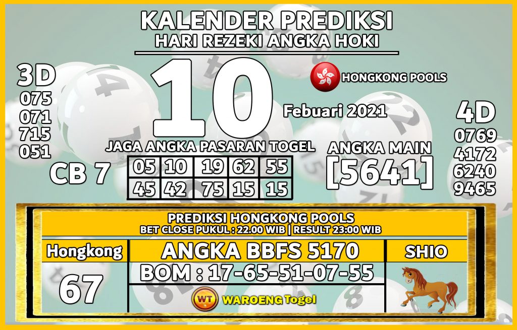 Prediksi Togel Hongkong Rabu 10 Februari 2021 