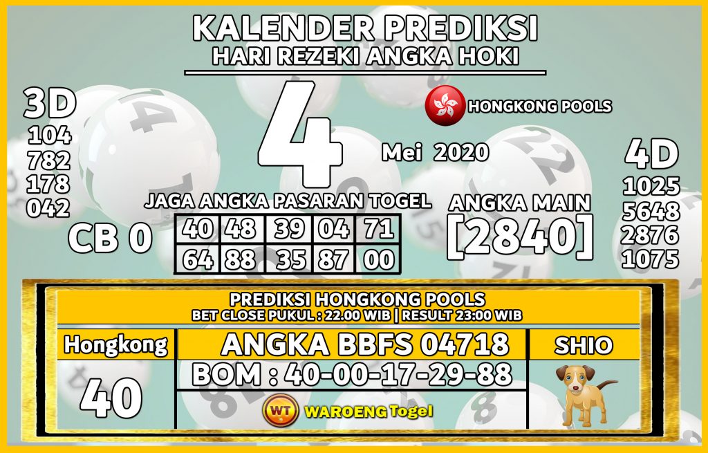 Prediksi Togel Hongkong Selasa 4 Mei 2021