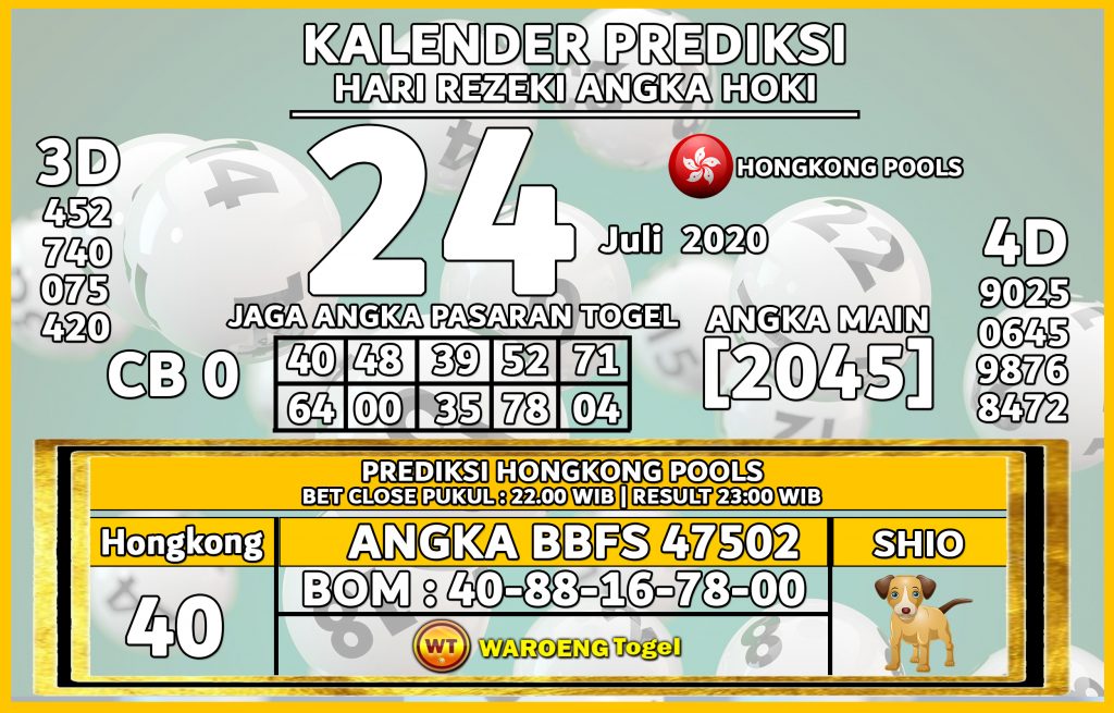 Prediksi Togel Hongkong Sabtu 24 Juli 2021