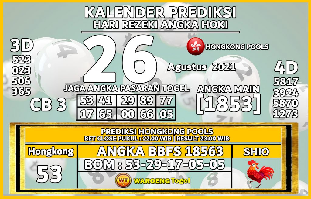 Prediksi Togel Bocoran Hongkong Kamis 26 Agustus 2021