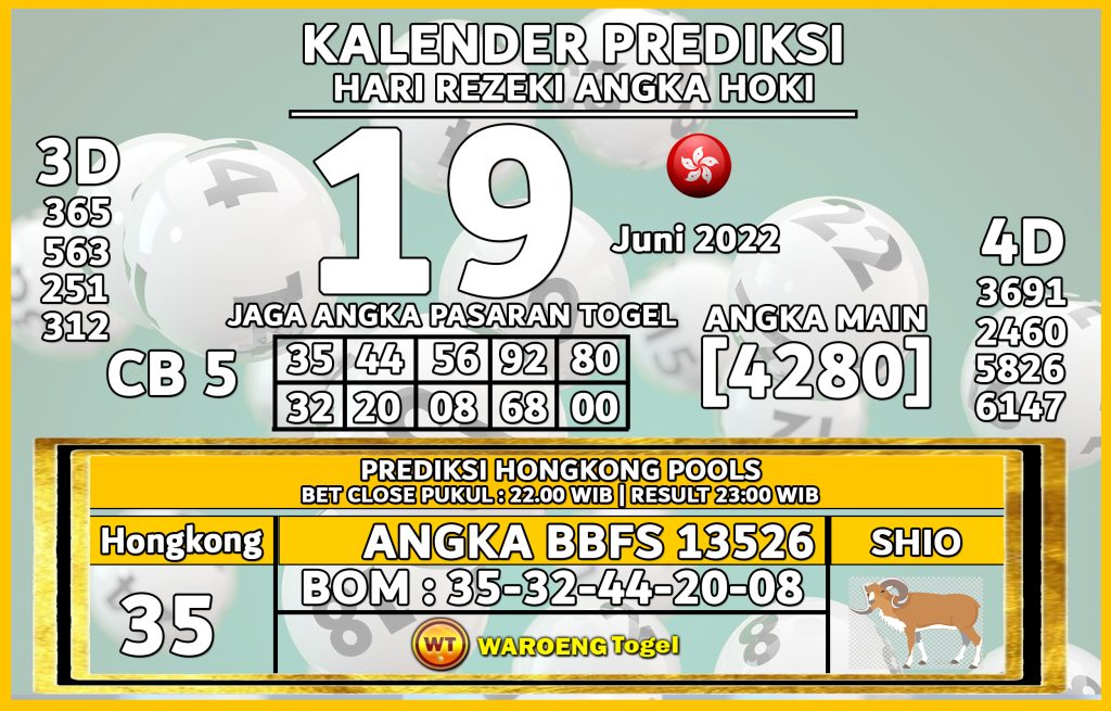 Prediksi Togel Bocoran Hongkong Minggu 19 Juni 2022   