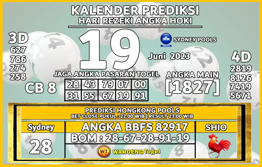 Prediksi Togel Bocoran SDY Senin 19 Juni 2023