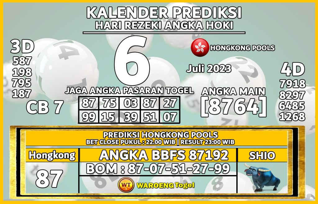 Prediksi Togel Bocoran HK Kamis 6 Juli 2023