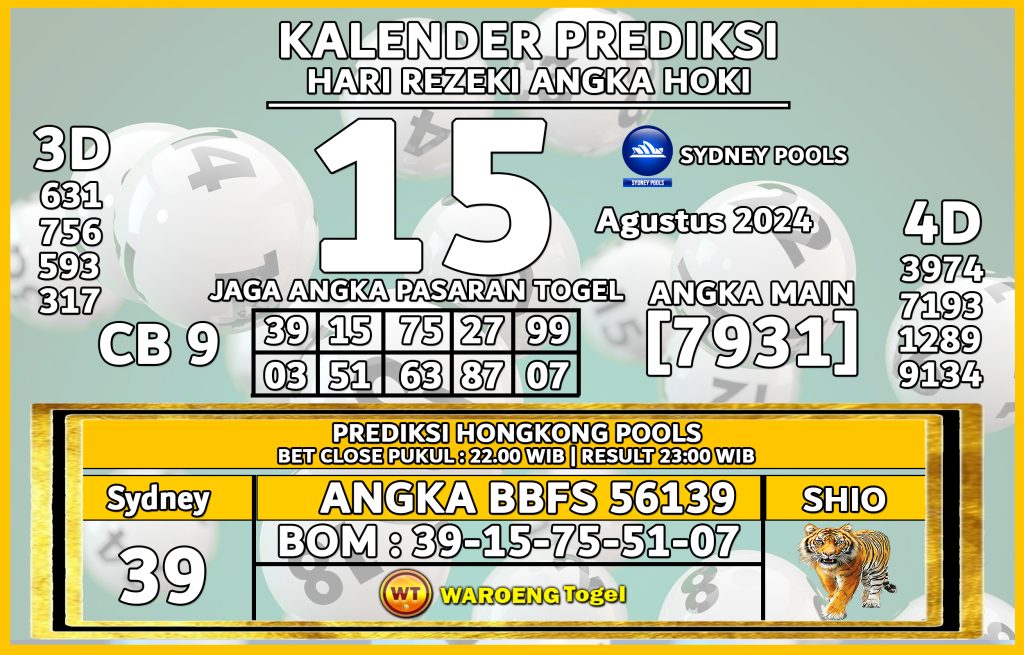 Prediksi Togel Bocoran SDY Kamis 15 Agustus 2024