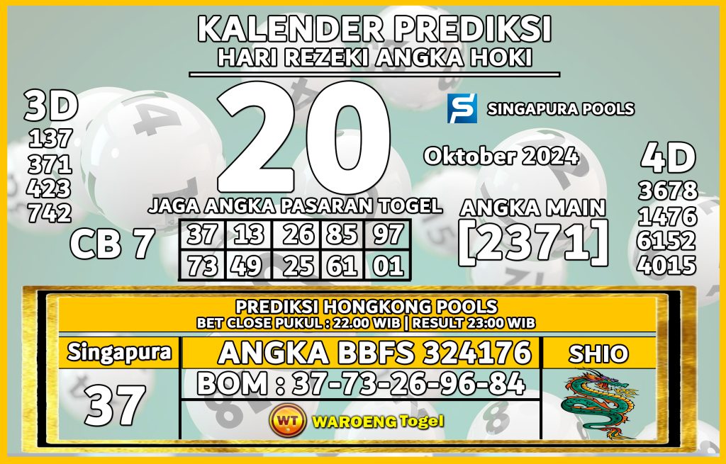 Prediksi Togel Bocoran SGP Minggu 20 Oktober 2024