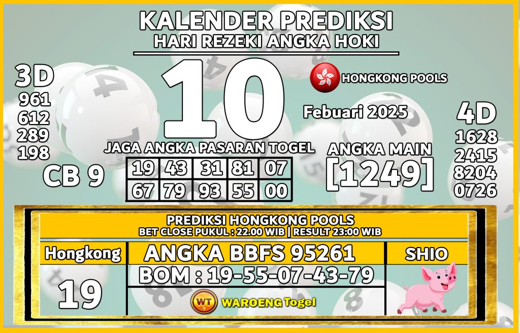 Prediksi Togel Bocoran HK Senin10 Febuari 2025