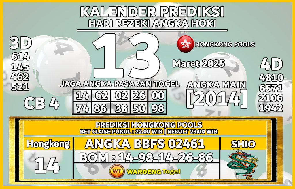 Prediksi Togel Bocoran HK Kamis 13 Maret 2025