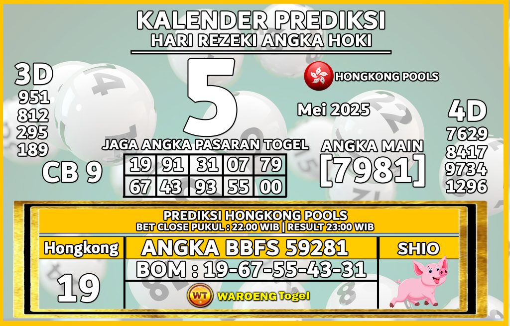 Prediksi Togel Bocoran HK Senin 5 Mei 2025