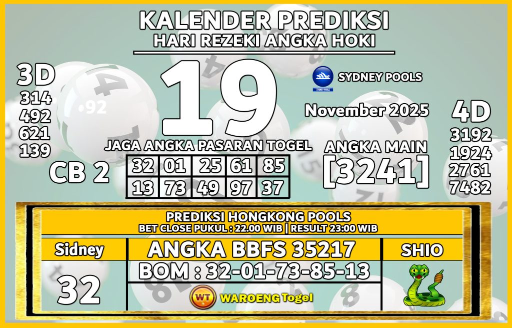 Prediksi Togel Bocoran SDY Rabu 19 November 2025