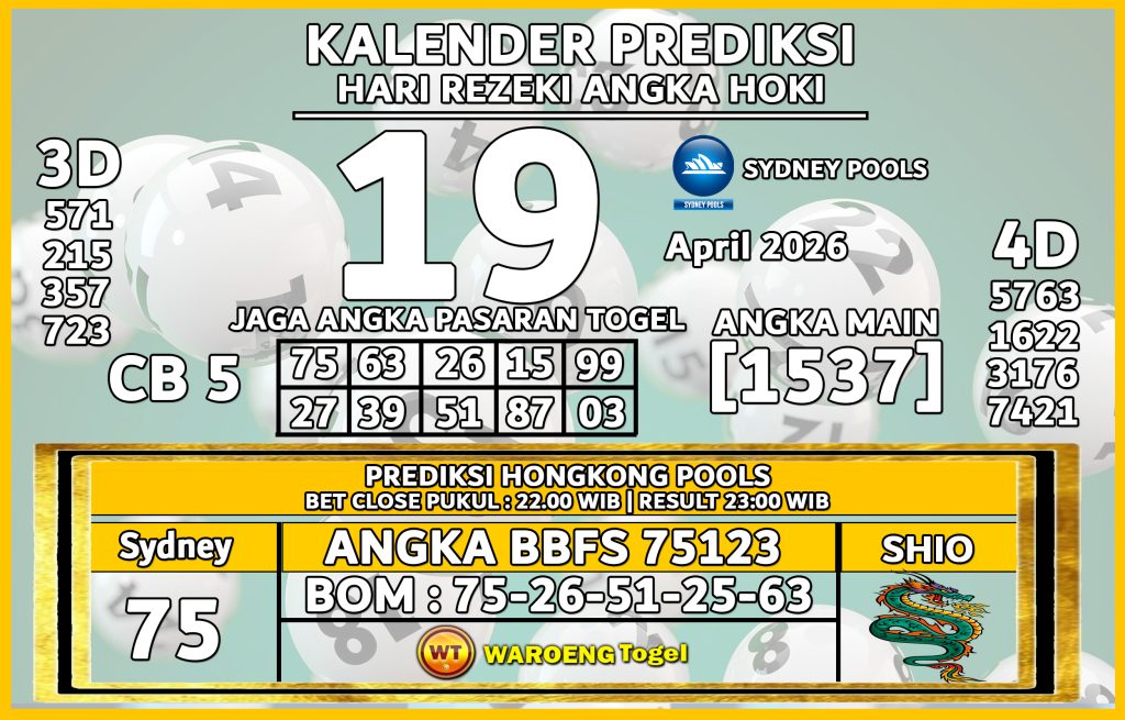 Prediksi Togel Bocoran SDY Minggu 19 April 2026
