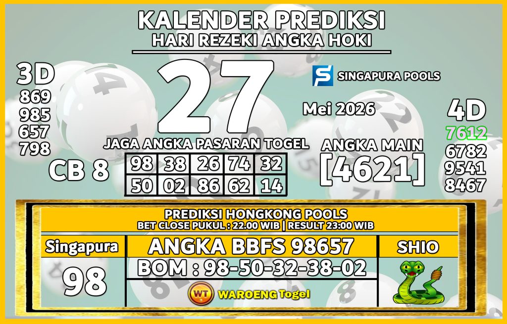 Prediksi Togel Bocoran SGP Rabu 27 Mei 2026