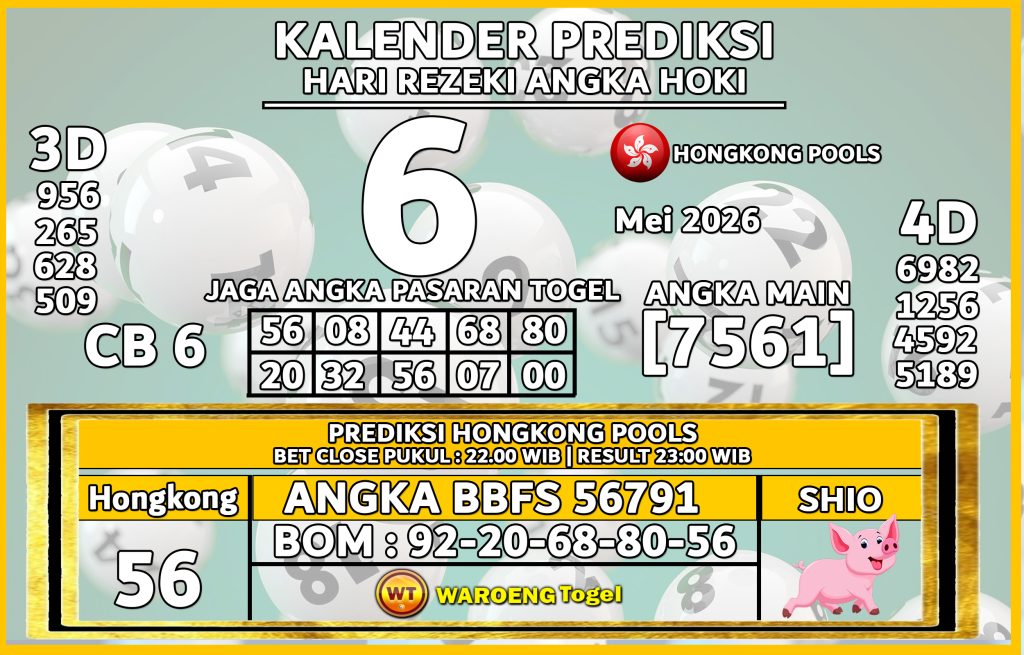 Prediksi Togel Bocoran HK Rabu 6 Mei 2026