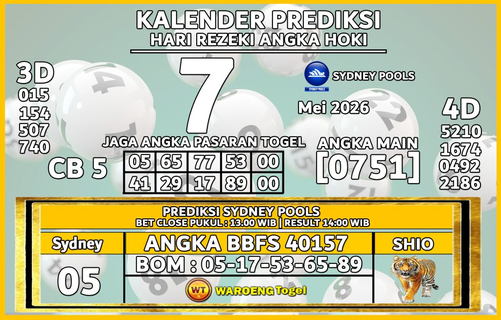 Prediksi Togel Bocoran SDY Kamis 7 Mei 2026