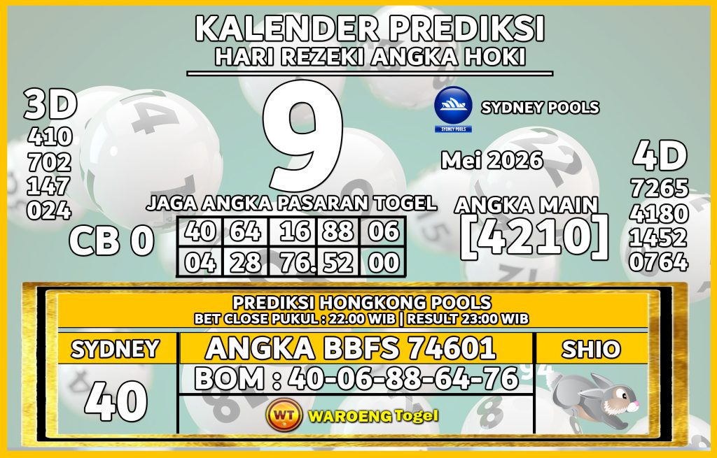 Prediksi Togel Bocoran SGP Sabtu 9 Mei 2026