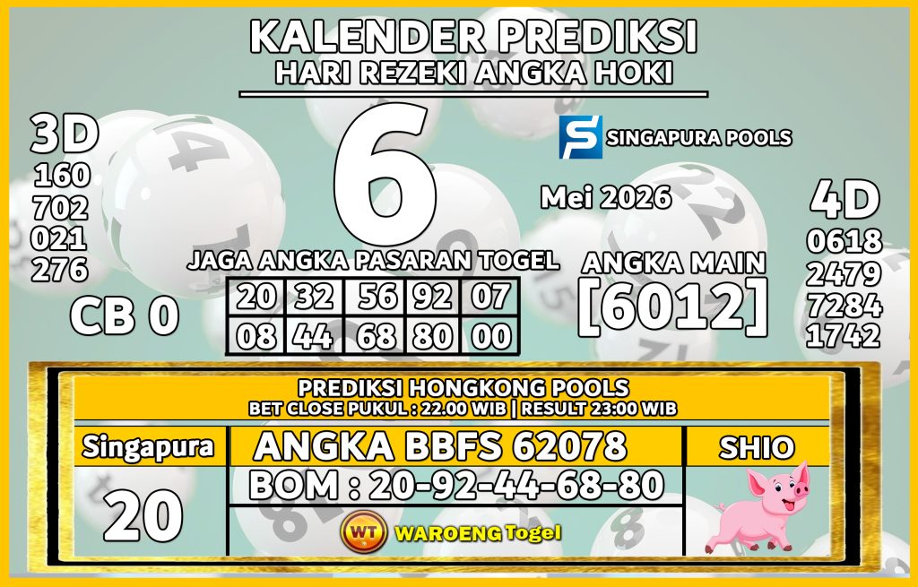 Prediksi Togel Bocoran SGP Rabu 6 Mei 2026