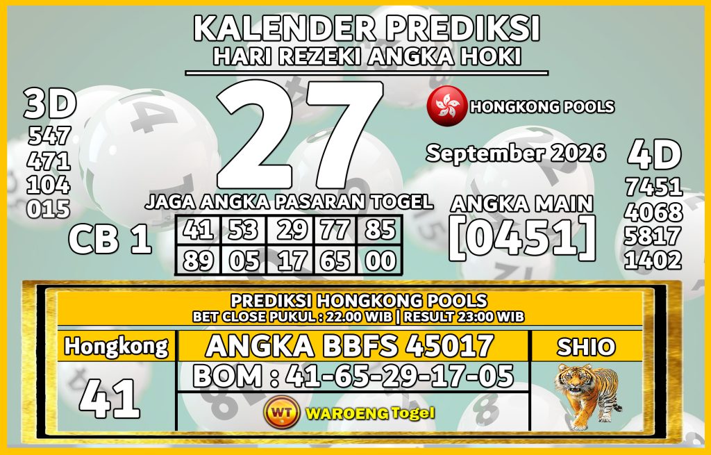 Prediksi Togel Bocoran HK Minggu 27 September 2026
