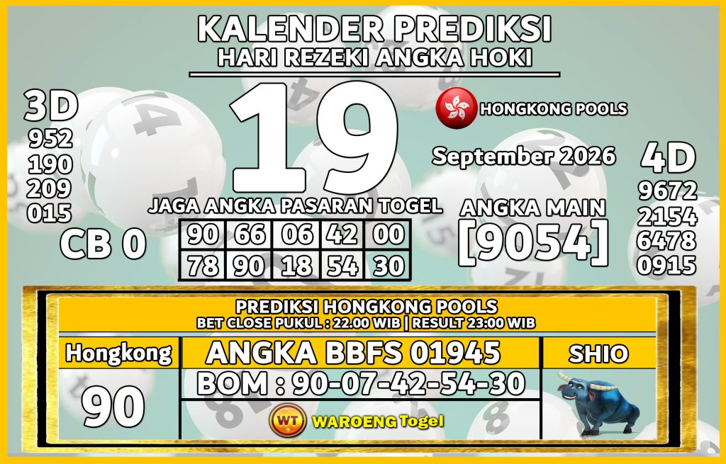 Prediksi Togel Bocoran HK Sabtu 19 September 2026