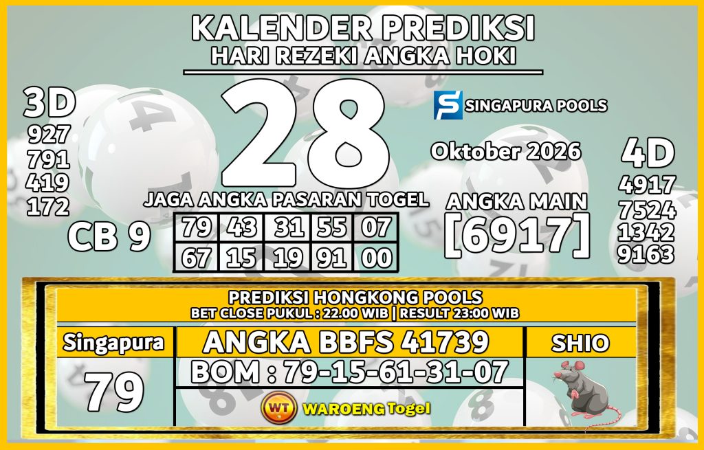 Prediksi Togel Bocoran SGP Rabu 28 Oktober 2026